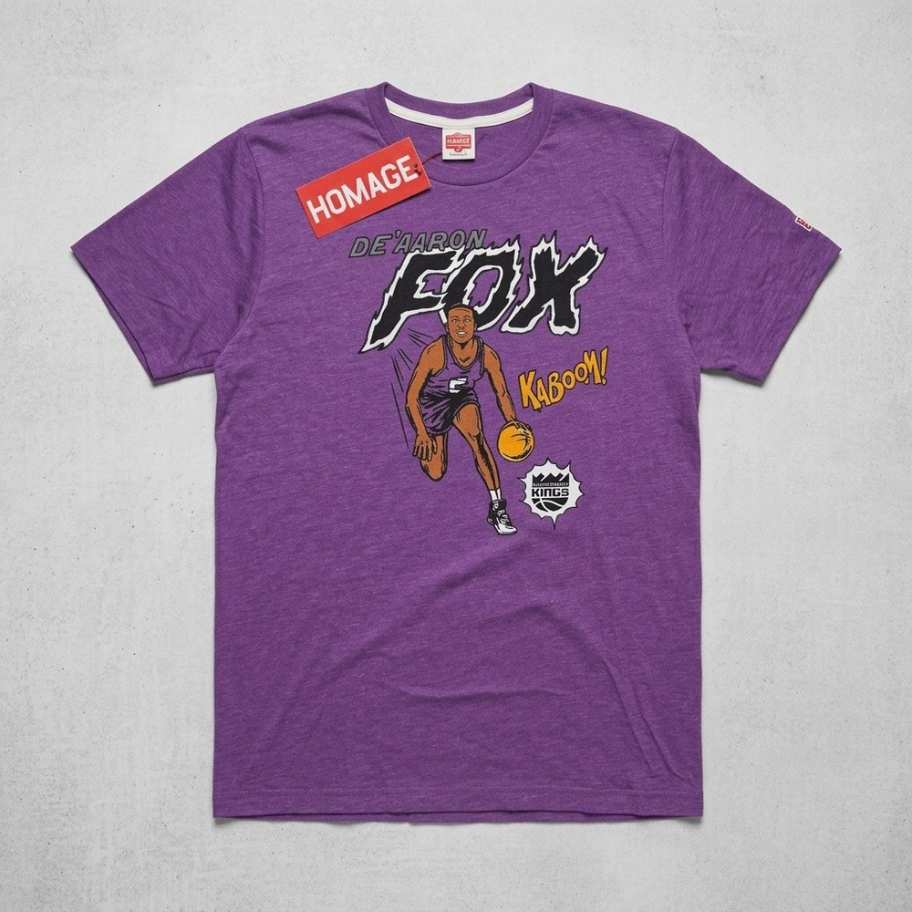 Homage De'Aaron Fox Sacramento Kings T-Shirt Mens M Heather Purple NWT